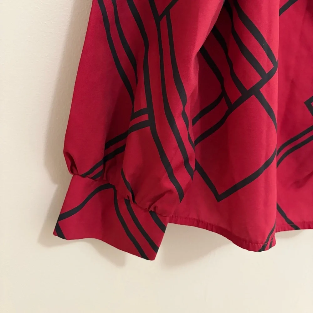 SHEIN Red and Black Geometric Blouse Womens Large Like New - Picture 3 of 7